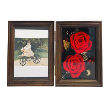 High quality 5x7 custom walnut wood Christmas Valentine's Day Never Withered Roses Gifts Preserved Immortal Flower Photo Frame